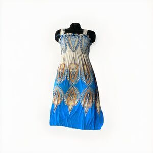 Docele Women's‎ Casual Summer Sleeveless Dress, Floral Print Long Dress Large